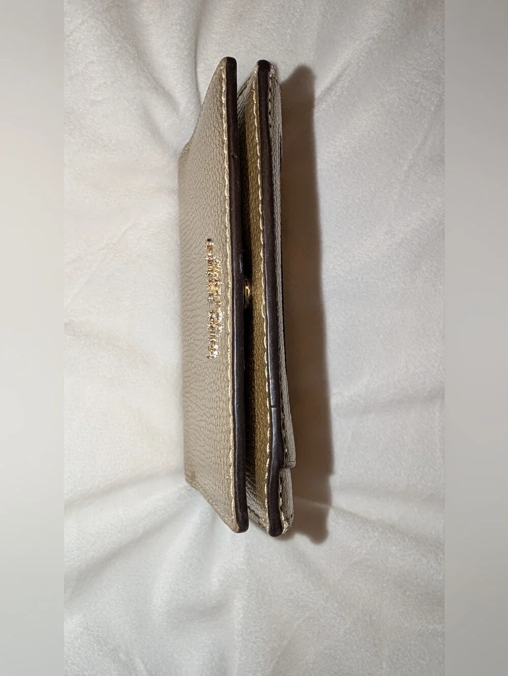 Kate Spade Sylvia Mini Key Ring Bifold Leather Wallet PWRU7239 Pale Gold EUC